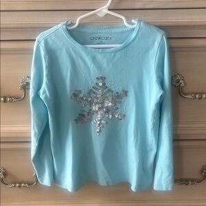 Girls JCrew Crewcuts Sequin Snowflake Long Sleeve Tee